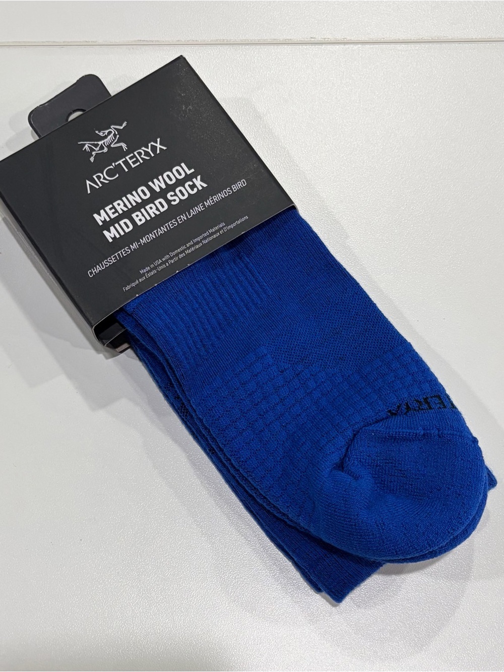 Arc’teryx Men's Medium Merino Wool Mid Bird Sock Adult Women's Blue Black NWT